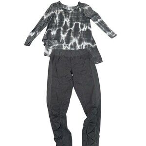 Wearables 2-Piece Outfit Set Womens M Olive Green Tie-Dye Tunic Top & Pants